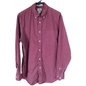 L‎ L Bean Woven Cotton Shirt Slightly Fitted Wrinkle Resistant Burgundy Mens Med
